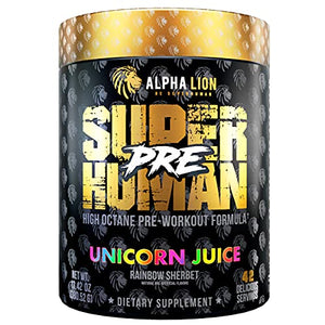 Alpha Lion Pre Workout, Increases Strength & Endurance, Powerful, Clean Energy Without Crash (42 Servings, Unicorn Juice)