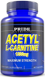 Acetyl L Carnitine 1500mg Supplement for Energy, Body Recomposition, Mental Sharpness, Memory & Focus- Antioxidant Brain Protection- Zero Fillers- Extra Strength Premium Grade L-Carnitine 60 Capsules