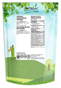 Organic Wheatgrass Powder, 2 Pounds — Non-GMO, Whole-Leaf, Raw, Non-Irradiated, Pure, Vegan Superfood, Bulk, Great for Juice, Rich in Fiber, Chlorophyll, Fatty Acids and Minerals