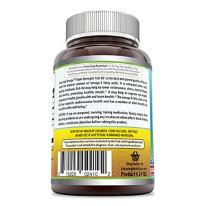 Amazing Omega Triple Strength Fish Oil - 1,360 Mg,Softgels(Non-GMO,Gluten Free)-Supports Heart,Joint & Brain Health-Superior Bioavailability & Molecular Distillation for Highest Purity(120 Count)