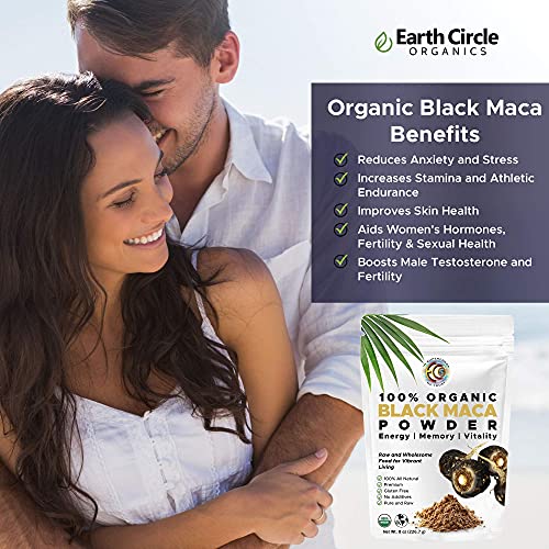 Ultra-Pure Organic Black Maca Root Powder | Raw | Natural Superfood Mix | Essential Vitamins, Minerals & Fatty Acids For Improved Energy | Libido | Enhanced Performance & Immune System Support - 8oz