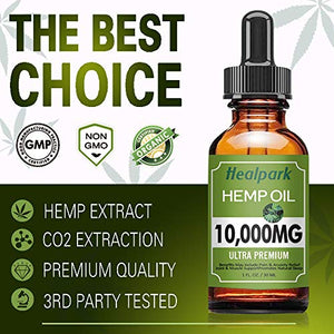 (2 Pack 10000mg) Hemp Oil - Natural Organic Hemp Seed Extract Hemp Drops Rich in Vitamin & Omega 3 6 9, Zero THC CBD Cannabidiol