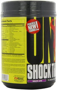 Universal Nutrition Shock Therapy Pre-Workout Pump & Energy Supplement, with BCAA complex, Creatine, and Electrolytes - Grape - 42 Servings