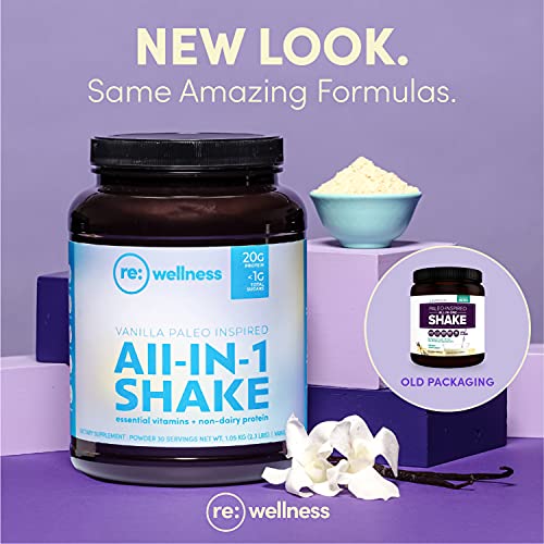 Reignite Wellness Vanilla Paleo-Inspired All-in-One Shake - Keto-Friendly Bone Broth Protein Powder - Healthy Shake Supports Lasting Energy with 20g of Protein (30 Servings, 2.3 lbs) - by JJ Virgin