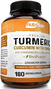 Turmeric Curcumin with Ginger & BioPerine Black Pepper Supplement :: Anti-Inflammatory, Antioxidant, Anti Aging :: 100% Natural, Non-GMO, Vegan Best Maximum Potency, No Side Effects (180 Capsules)