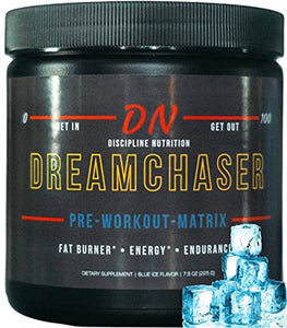 Dreamchaser Pre Workout Matrix Powder | Blue Ice Flavor | Energy, Endurance, Pumps, Mood, Focus Supplement | 30 Servings | Women & Men | Synephrine HCL 30 MG | 250 MG Caffeine