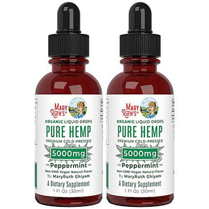 Pure Hemp Oil Extract (2 Pack) 5000mg by MaryRuth's | for Ingestible & Topical Use | Non-GMO | Peppermint | 1oz