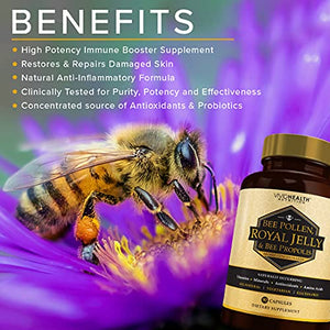 Immune Boosting Royal Jelly Supplement with Bee Propolis & Pollen, 90 Caps