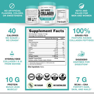 Honey Badger Collagen Peptides Powder | Keto Unflavored Grass Fed Hydrolyzed Collagen Protein Coffee Creamer | Gluten Free, Natural, Non-GMO, Paleo | Skin, Hair, Nail, and Joint Health, 30 Servings