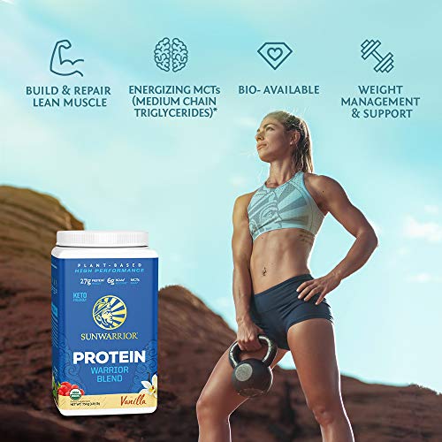 Sunwarrior Warrior Blend - Organic Vegan Plant Protein Powder with BCAAs and Pea Protein - Dairy Free, Gluten Free, Soy Free, Non- GMO, Plant Based Protein Powder, Sugar Free and Keto Friendly