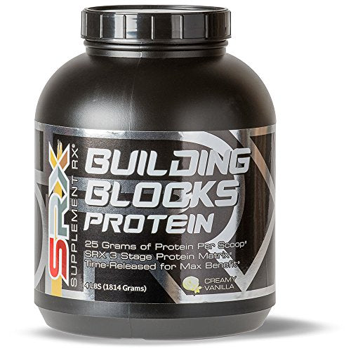Supplement Rx (SRX) - Building Blocks Protein Creamy Vanilla 4 lbs, Whey Protein Powder Concentrate, Whey Protein Isolate, Egg White Protein Powder, Weight Loss, Gluten Free, Protein Shake Powder