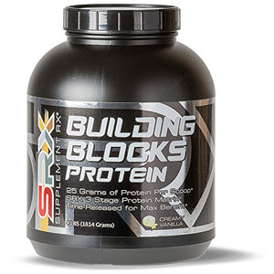Supplement Rx (SRX) - Building Blocks Protein Creamy Vanilla 4 lbs, Whey Protein Powder Concentrate, Whey Protein Isolate, Egg White Protein Powder, Weight Loss, Gluten Free, Protein Shake Powder