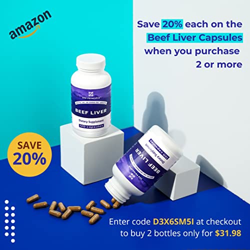 Ultra-Pure Desiccated Beef Liver, Grass-Fed, Pasture-Raised Cows. No Hormones or GMO. Natural Energy and Workout Boost from Iron, Amino Acids, Protein and Vitamins. 120 Capsules 750 Mg.