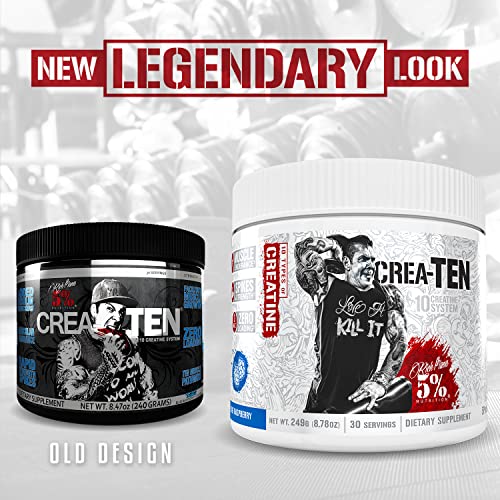 Rich Piana 5% Nutrition CreaTEN 10-in-1 Formula | Flavored Creatine Powder for Muscle Gain | Enhance Power, Strength, Endurance, & Recovery | 8.78 oz, 30 Srvngs (Lemon Lime)