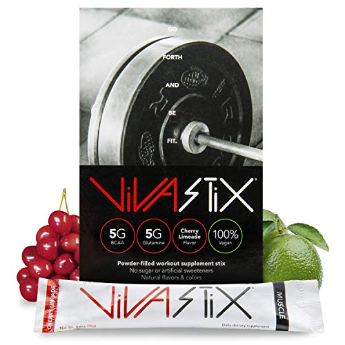 VivaStix BCAA, Glutamine & Beetroot Powder - Supports Muscle Recovery and Growth |Cherry Limeade Flavor with No Artificial Sweetener & Sugar, Non-GMO & Gluten Free, Keto & Vegan Friendly - 30 Packets