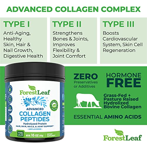 Advanced Hydrolyzed Collagen Peptides - Unflavored Protein Powder - Mixes Into Drinks and Food - Pasture Raised, Grass Fed - for Paleo and Keto; Joints and Bones - 41 Servings Collegen