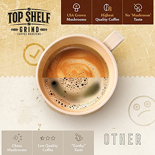 Mushroom Coffee – Ground Dark Roast Organic Lions Mane Coffee for Super Human Focus, Memory & Concentration – High Caffeine Arabica Brain Booster – Strong Nootropic Energy for Peak Performance