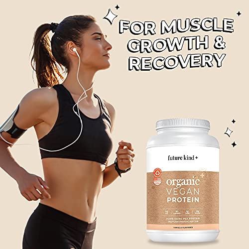 Vegan Protein Powder by Future Kind. Plant Based Shake for Muscle Growth & Weight, Organic Soy-Free Pea Protein Powder. Sugar-Free, Dairy-Free & Gluten-Free Plant Protein Powder Vanilla, 34 Servings.