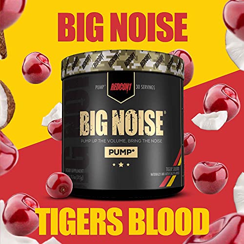 Redcon1 Big Noise Pump Formula (30 Servings) - Non-Stim, Increased Energy and Focus, Vasodilator, Intense Pumps (Tiger Blood)
