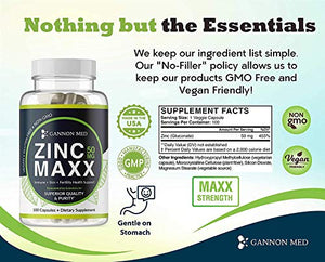 Zinc Maxx - Maximum Zinc Gluconate 50mg per Dose - High Potency & Absorbance - Gentle On Stomach - Immune Support Supplement for Men & Women - Antioxidant - Vegan - Non-GMO - 100 Day Supply - 2 Pack