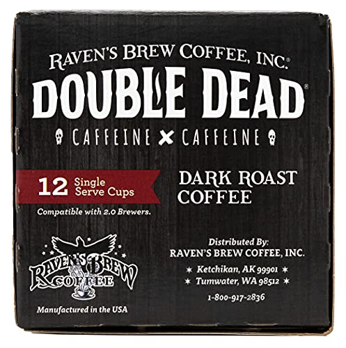 Raven’s Brew Coffee High Caffeine Dark Roast K-Cup Compatible Single Serve Pods — Double Dead 12ct