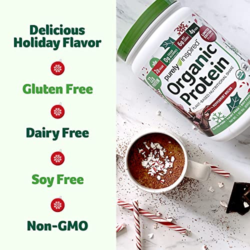 Purely Inspired Plant Based Organic Protein Powder, Vegan for Women & Men, 22 g Per Serving, Pea, Peppermint Mocha, Limited Edition, 17 Servings, 24 Oz