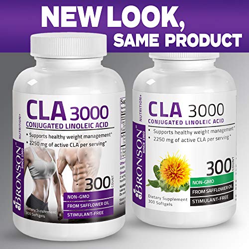 Bronson CLA 3000 Extra High Potency Supports Healthy Weight Management Lean Muscle Mass Non-Stimulating Conjugated Linoleic Acid 300 Softgels