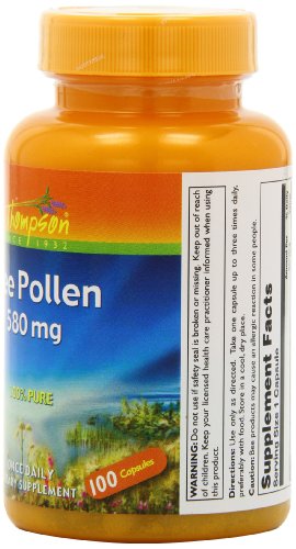 Thompson Bee Pollen , 580 Mg, 100 Capsules, (Pack of 2)