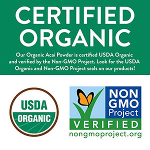 Organic ACAI Powder (Freeze-Dried) | 2oz Resealable Kraft Bag | 100% Raw Superfood Berry From Brazil | by FGO