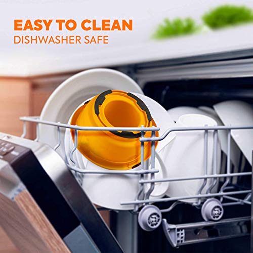 Mueller Citrus Lemon Orange Juicer, Hand Squeezer Rotation Press, Manual Juicer with Easy Pour Spout, European Made, Dishwasher Safe, Orange