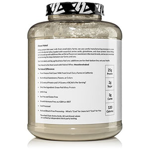Naked WHEY 5LB 100% Grass Fed Unflavored Whey Protein Powder - US Farms, Only 1 Ingredient, Undenatured - No GMO, Soy or Gluten - No Preservatives - Promote Muscle Growth and Recovery - 76 Servings
