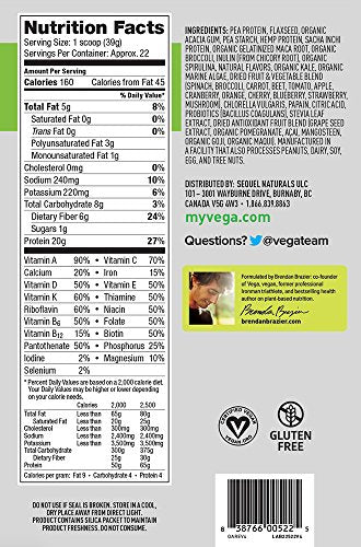 Vega One All-in-One Natural (22 Servings) - Plant Based Vegan Protein Powder, Non Dairy, Gluten Free, Non GMO, 30.4 Ounce (Pack of 1)