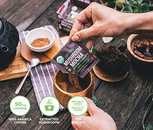 Four Sigmatic Mushroom Mocha, Organic Instant Cacao with Chaga, Well Being & Immune Support, Drink it or Bake with it , 10 Count