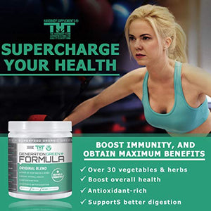 Generation Greens Powder | Organic Superfood Powder with Spirulina, Chlorella, Wheat Grass | 60 Powerful Super Foods, Probiotics, Enzymes | GMO Free (15 Servings, Delicious Orange)