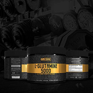 5% Nutrition Core L-Glutamine 5000 Supplement w/ L-Alanine | Amino Acid Muscle Builder Post Workout Recovery | Unflavored Powder (60 Servings)