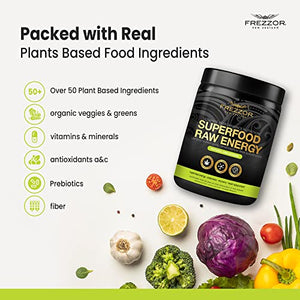 FREZZOR Superfood Raw Energy Powder with UAF1000+, All-Natural Hemp Protein, Energy Packed, Full Spectrum Plant Proteins, Amino Acids & Antioxidants, Prebiotic, Probiotic, 500g, 50 Scoops, 1 Count