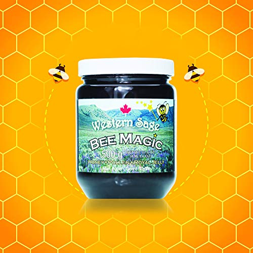 Bee Magic Healthy Raw Honey (500g) by Western Sage - Unpasteurized Honey, Bee Pollen and Royal Jelly Blend - Natural Honey Combination To Promote Health - Pure Honey