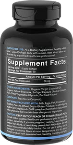 Zinc Picolinate 50mg with Organic Coconut Oil | Highly Absorbable Zinc Supplement to Support Growth, Immune Function, and Reproductive Health | Non-GMO Verified, Gluten & Soy Free (60 Liquid Softgels)