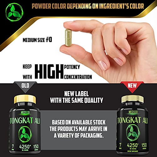 7in1 Tongkat Ali with Tribulus Terrestris 4250mg - 150 Capsules - Highest Potency with Ashwagandha Root, Panax Ginseng Root, Maca Root, Shilajit Powder and Pepper