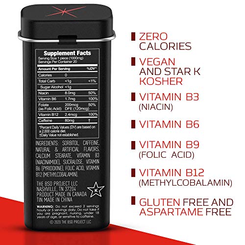 Viter Energy Extra Strength Caffeinated Mints - 80mg Caffeine, B Vitamins, Sugar Free Vegan Breath Mint. Powerful Energizing Boost. 1 Mint Replaces 1 Coffee, Gum, Chews, Gummies (Cinnamon, 6 Pack)