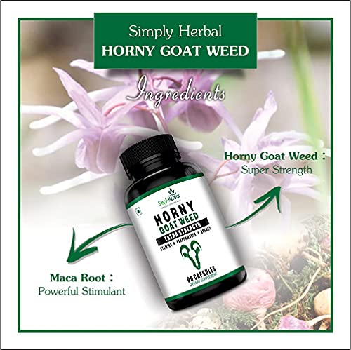 BAVI Simply Herbal Horny Goat Weed Extract with Maca - 800 Mg Veg Capsules - 90 Count