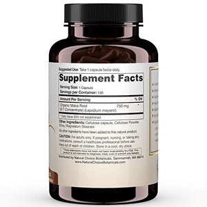 Organic Maca Root Extract (High Potency) Concentrate Supplement - 120 Capsules