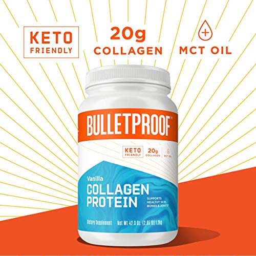 Vanilla Collagen Protein Powder with MCT Oil, 19g Protein, 42.3 Oz, Value Size, Bulletproof Collagen Peptides and Amino Acids for Healthy Skin, Bones and Joints