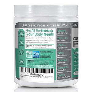 Generation Greens Powder | Organic Superfood Powder with Spirulina, Chlorella, Wheat Grass | 60 Powerful Super Foods, Probiotics, Enzymes | GMO Free (15 Servings, Original)