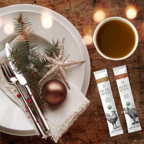 Recipe Ready Instant Organic Beef Bone Broth Packets, 10ct. Solar Energy Produced Single Serve Beef Broth & Bone Broth Soup - 100% Natural Organic Bone Broth Protein Powder, Bone Broth Collagen