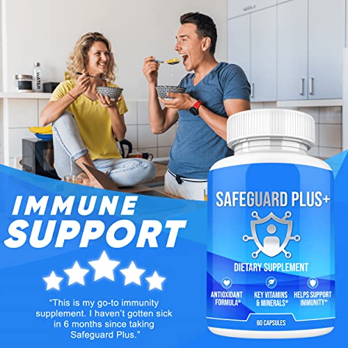 Safeguard Plus | [10X Strength] Immunity Booster Formula | Helps Improve Health w/ Immunity Support, Healthy Body | with Maitake Mushroom, Vitamin C, Wheat Grass, & Antioxidants | 60 Capsules