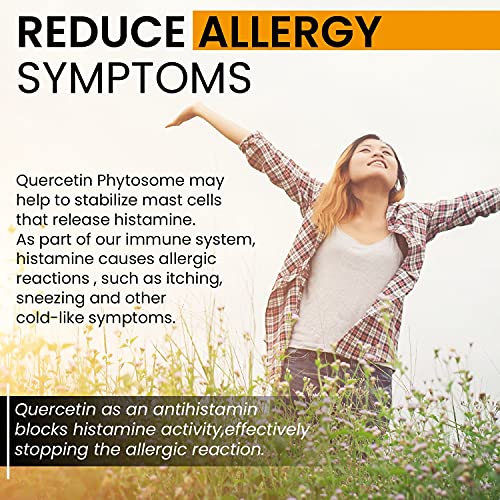 Quercetin 500mg with Bromelain Supplement, Bioactive Phytosome Complex, Pure Organic Whole Food Seasonal Support, Healthy Inflammatory Response, Antioxidant, 20X Absorption & Bioavailability-120 Caps