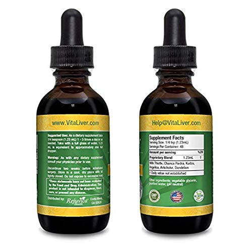 VitaLiver Liver-Health Cleanse and Detox Supplement with Milk Thistle - Herbal Liquid Blend of Chanca Piedra, Dandelion, Artichoke and More