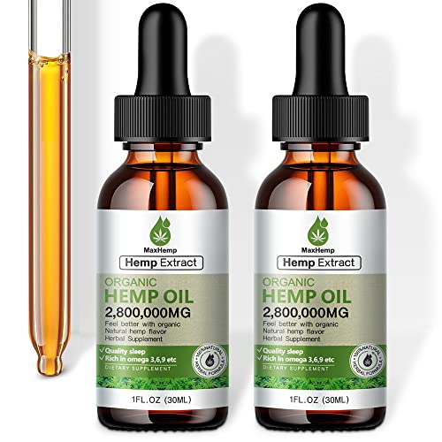 (2 Pack) High Potency Hemp Oil for Pain Relief and Inflammation - Supports Anxiety Sleep Stress Mood Focus - Maximum Strength Extract - Zero CBD Oil Tincture Drops - Organic Herbal Supplement