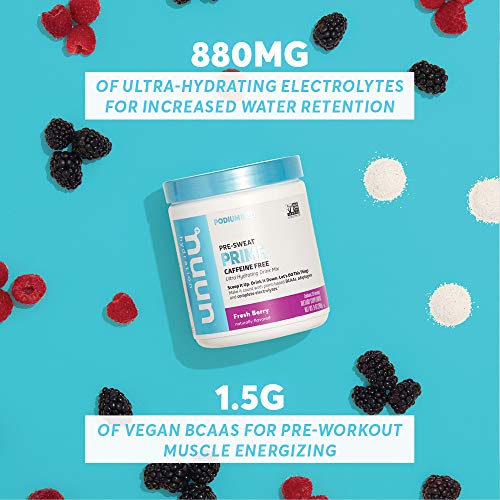 Nuun Prime | Pre-Workout Drink Powder | Vegan BCAAs, Electrolytes, Adaptogens (Fresh Berry, 20 Servings - Canister)